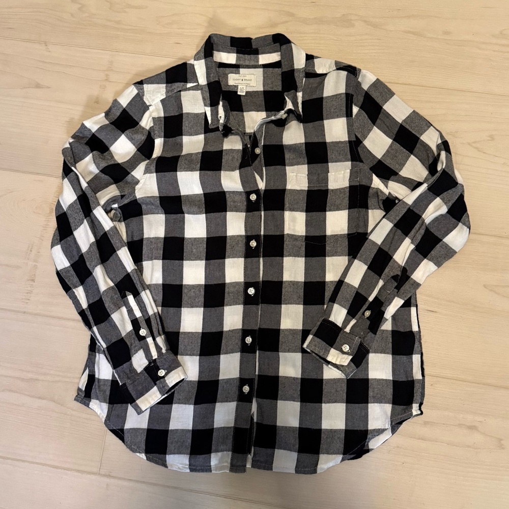 Lucky Brand Women’s L Lightweight Flannel Long Sleeve Button Up Shirt EUC